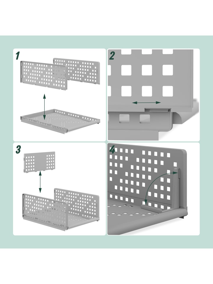 relaxdays 3 x Schrank Organizer in Grau - (B)33,5 x (H)13 x (T)43,5 cm günstig kaufen onesize