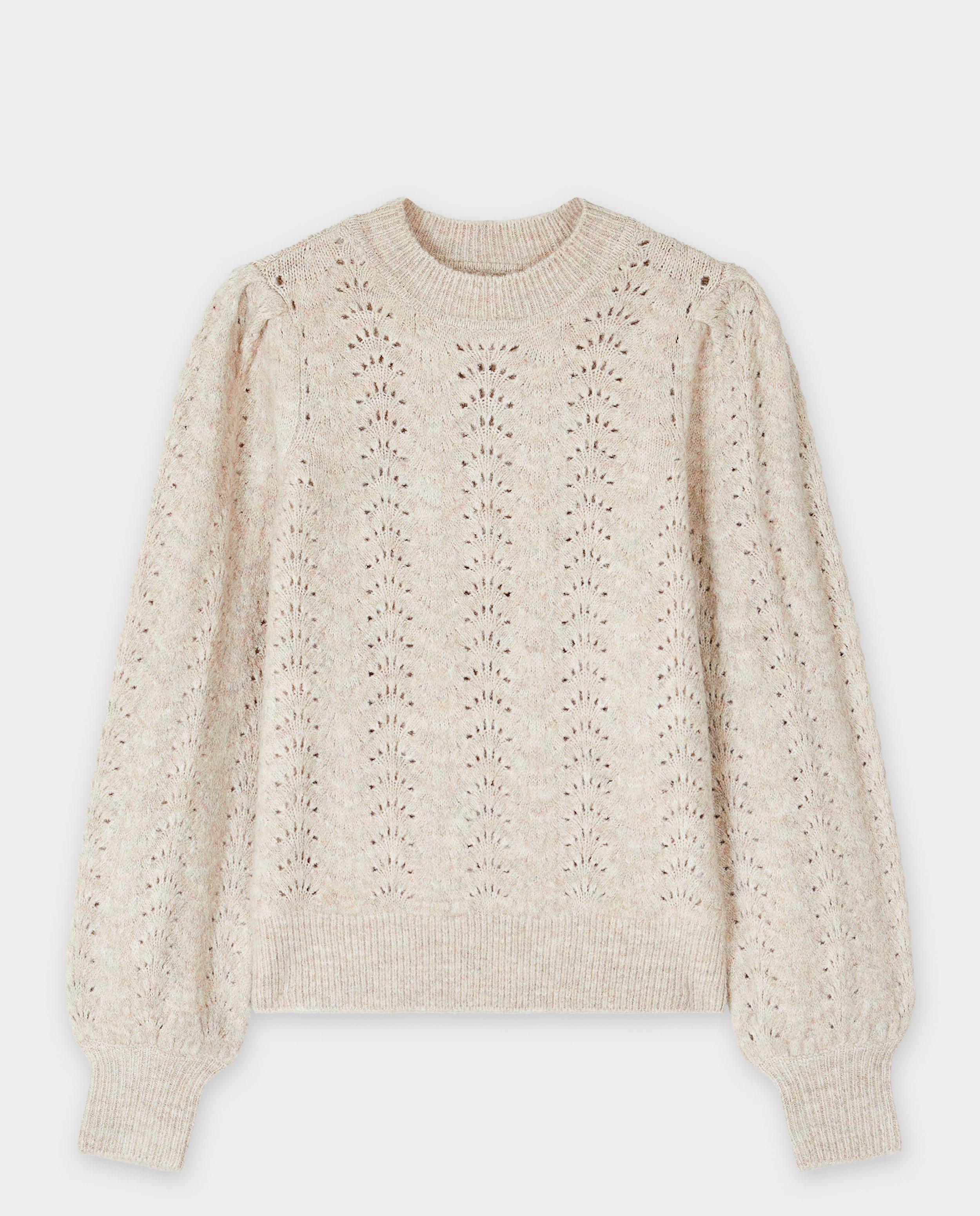 Pulover Sora cu broderie maro deschis