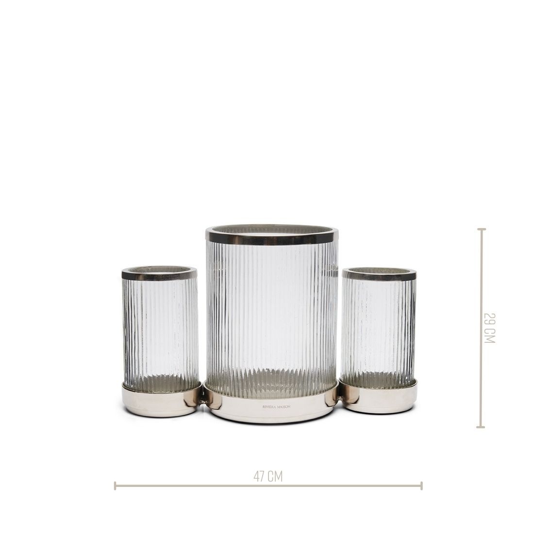 Panthonia Windlichtglas mit Riffelung. Kerzenhalter für stumpfe Kerzen