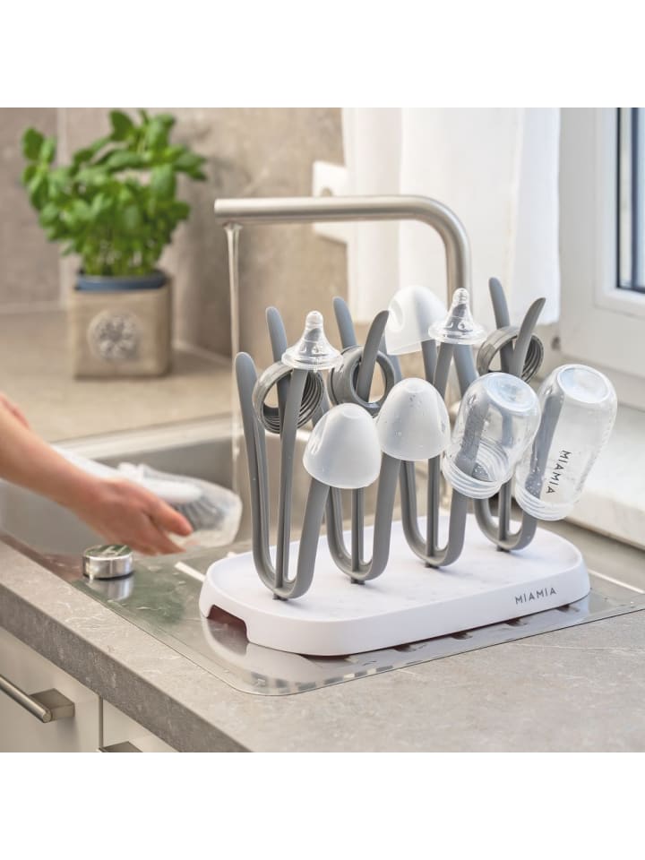 MiaMia 2-tlg. Reinigungsset für Babyflaschen - Abtropfgestell in grau,weiss günstig kaufen onesize