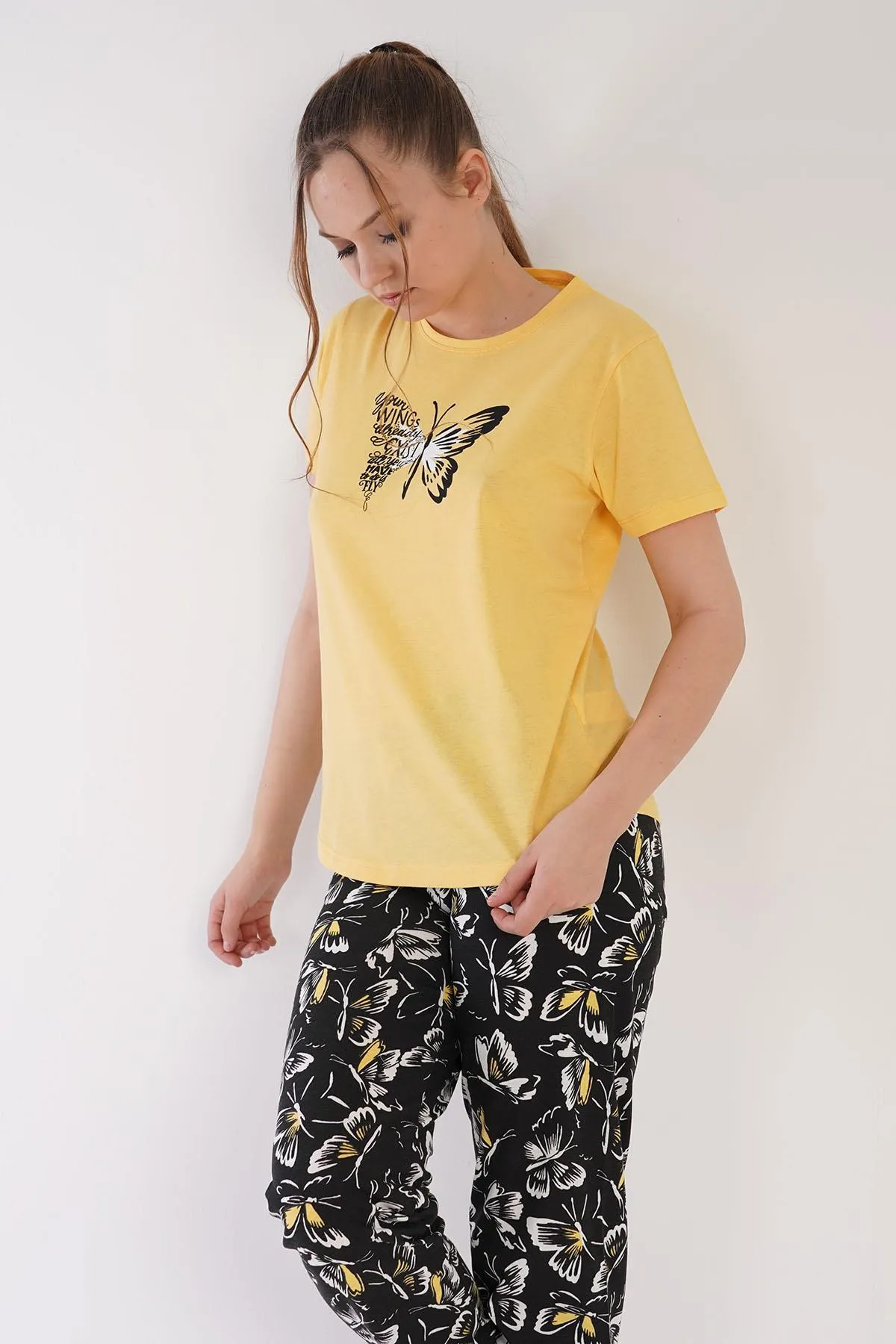 C&City  Kurzarm-Pyjama-Set Gelb-441030