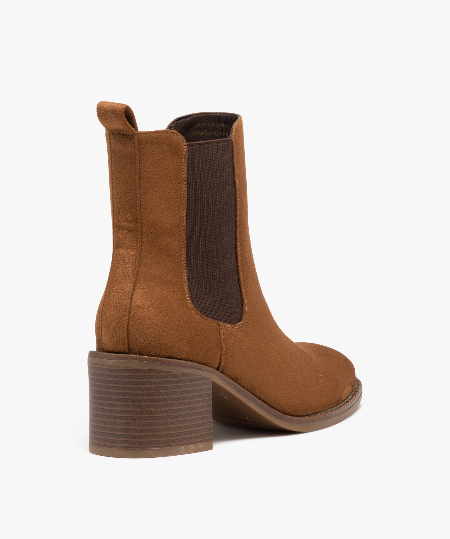 Boots Chelsea en suédine à talon haut femme marron | GEMO