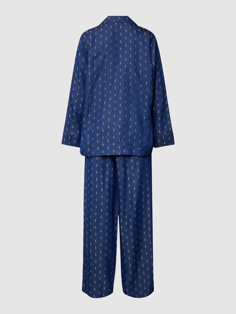Pyjama mit Lyocell-Anteil und Allover-Logo-Muster in marineblau