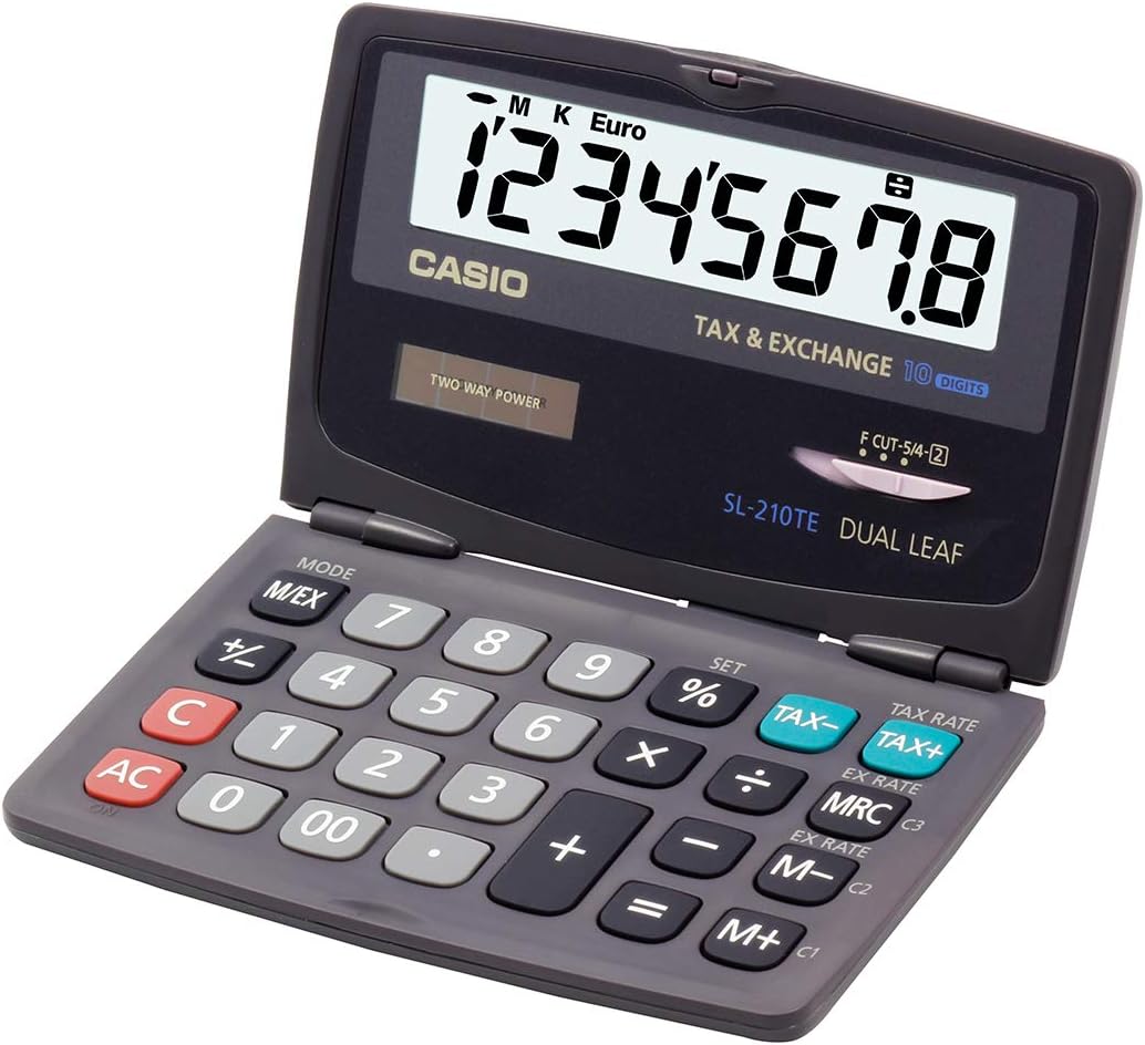Casio SL 210TE Taschenrechner - aufgeklappt so groß wie ein Tischrechner, mit extra großem Display und extra großer Tastatur