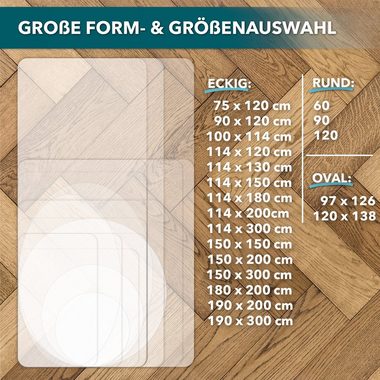 Karat Bodenschutzmatte für Hartböden aus Polycarbonat, Transparent, Effizienter Schutz