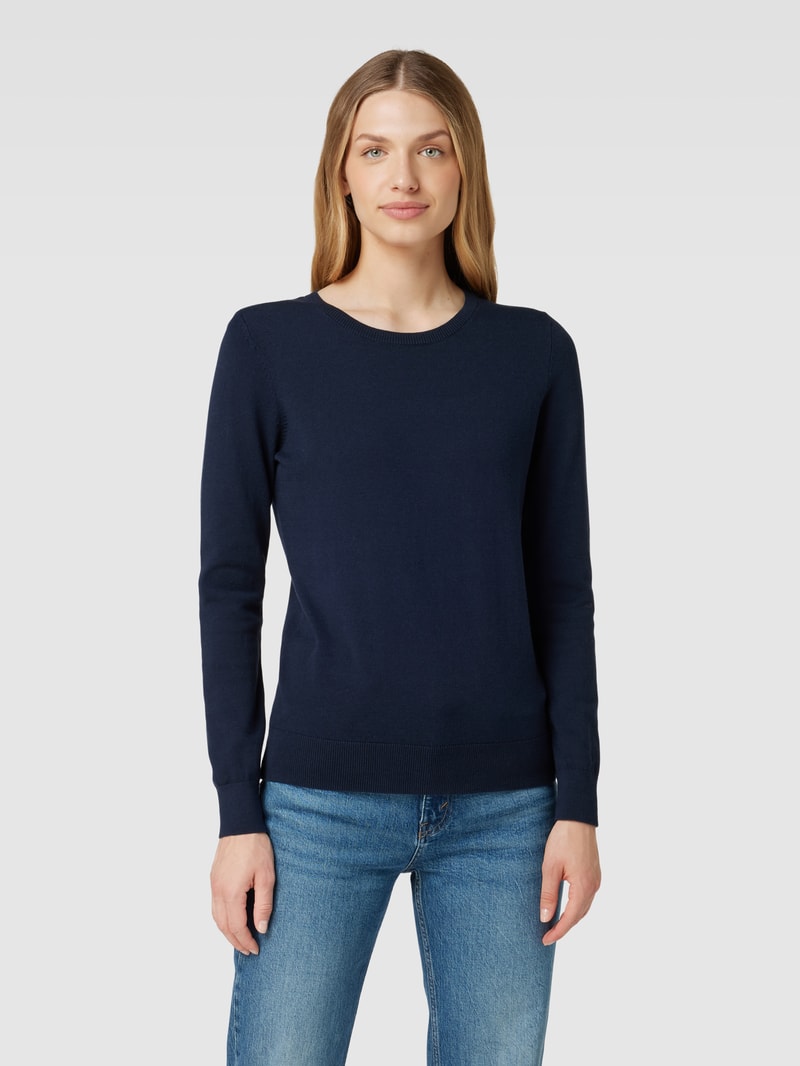 Strickpullover mit Rundhalsausschnitt in dunkelblau