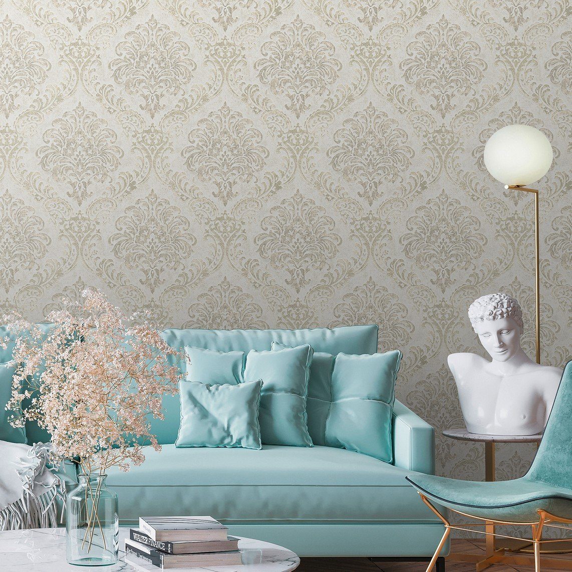 living walls Vliestapete Metropolitan Stories. Travel Styles. Ornament-Tapete, strukturiert, metallic, (1 St), Tapete Klassisch Elegant Barock Vintage-Optik Shabby Chic