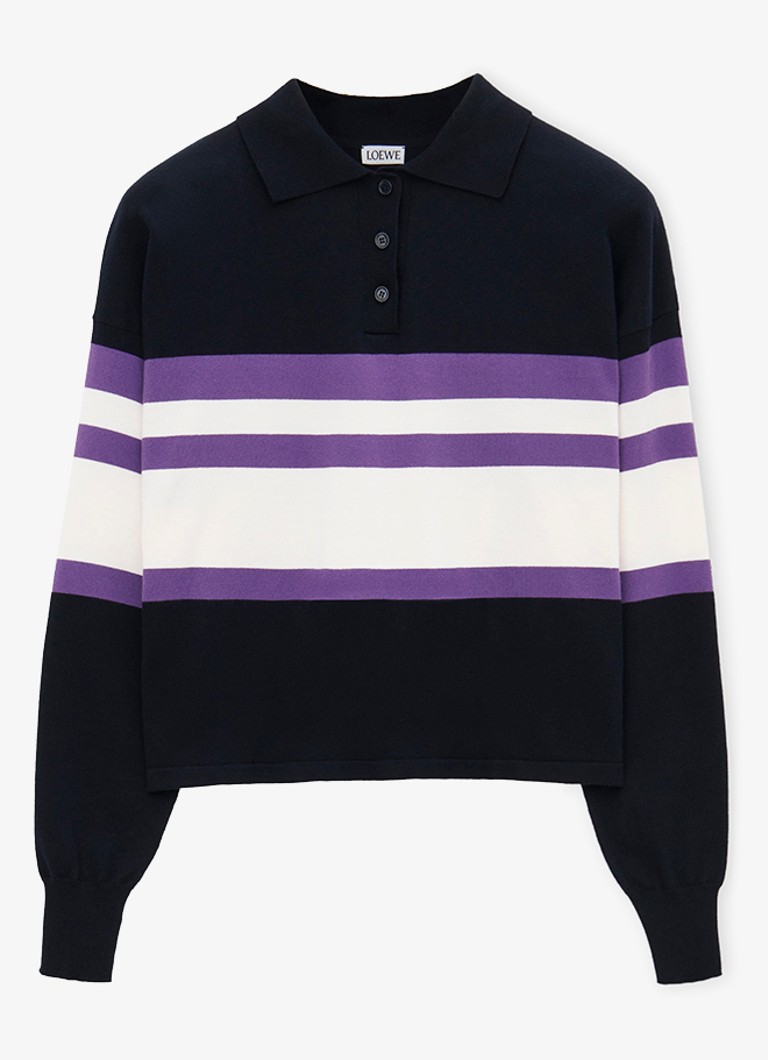 LOEWE Polo collar and stripe print sweater