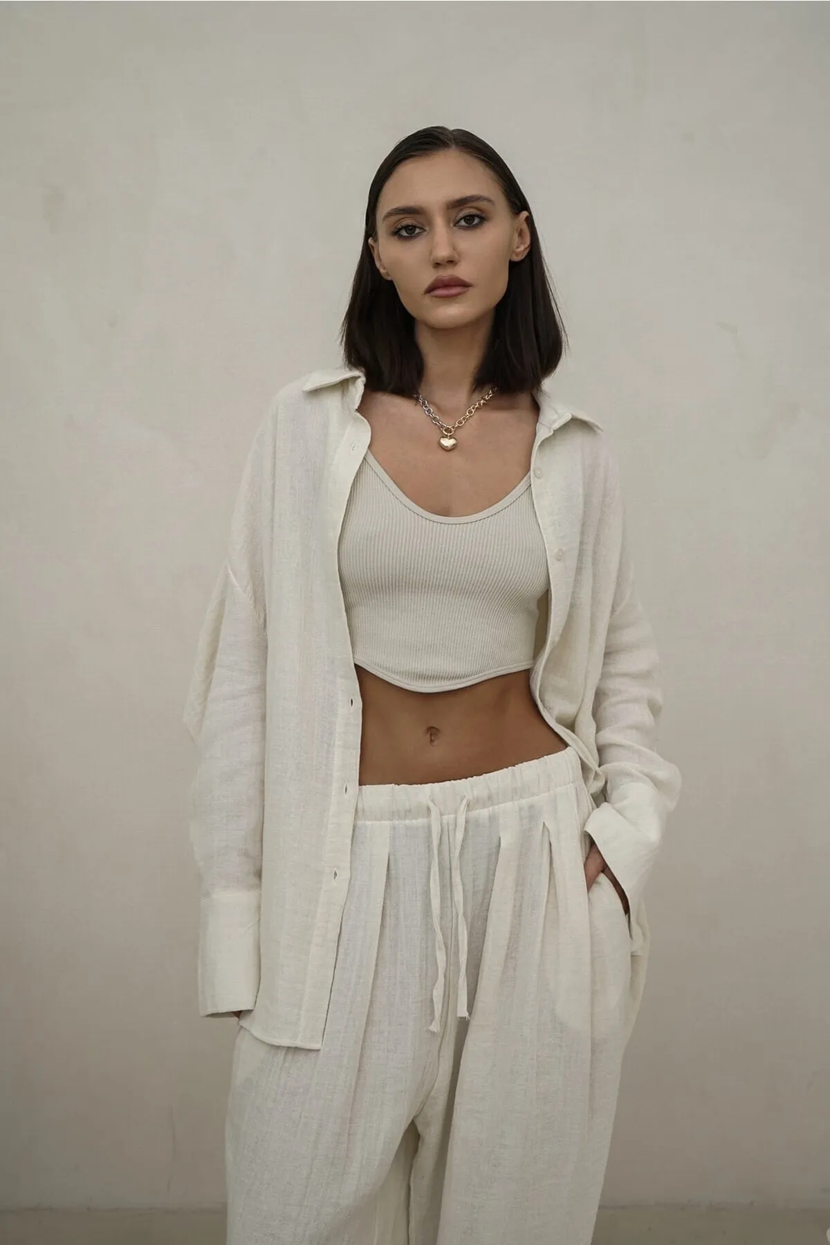 BOHEMAİ  Ramila Hellbeiges Musselin-Set