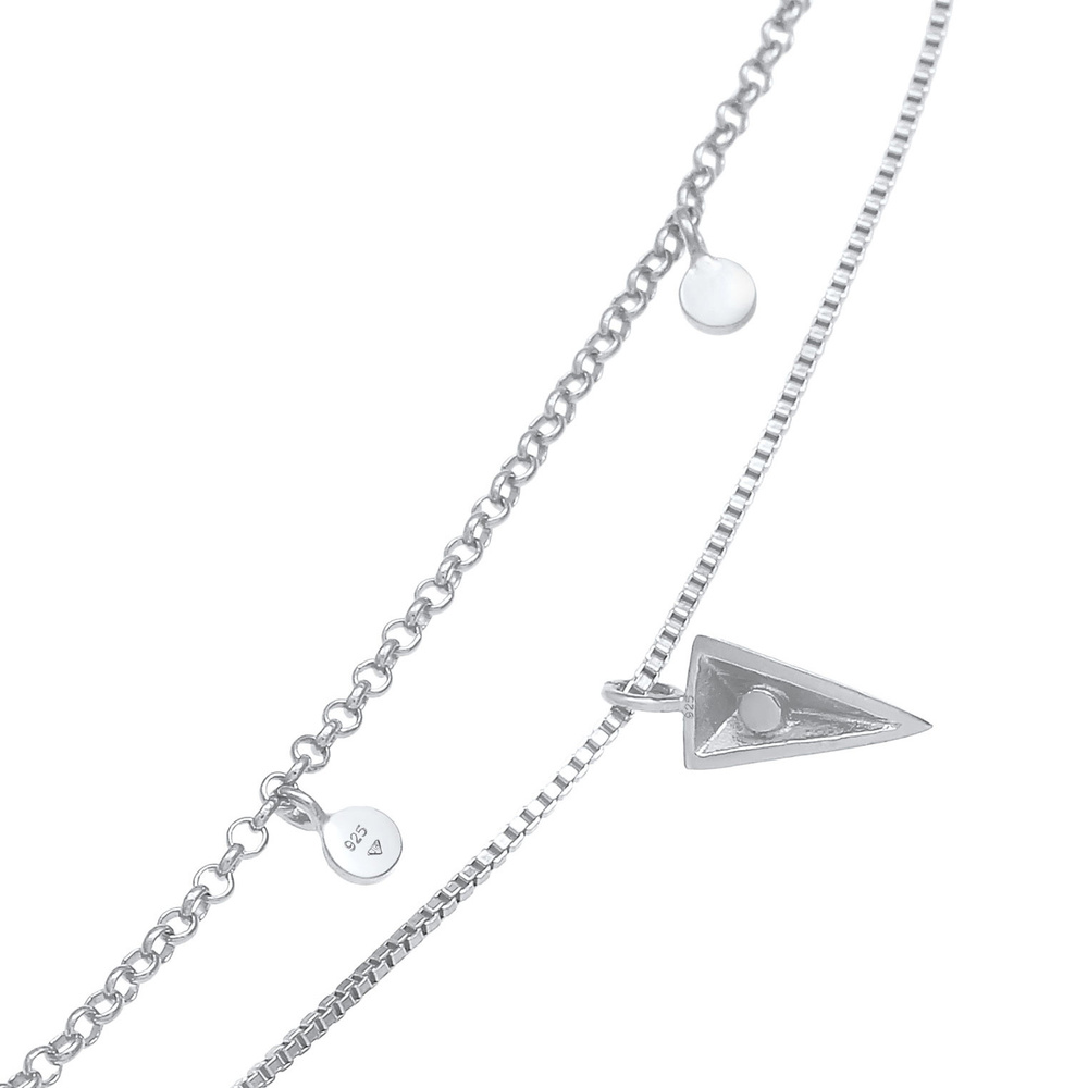 Elli Elli Collier Femme Choker Layer Disc Triangle Geo en argent sterling 925 plaqué o collier
