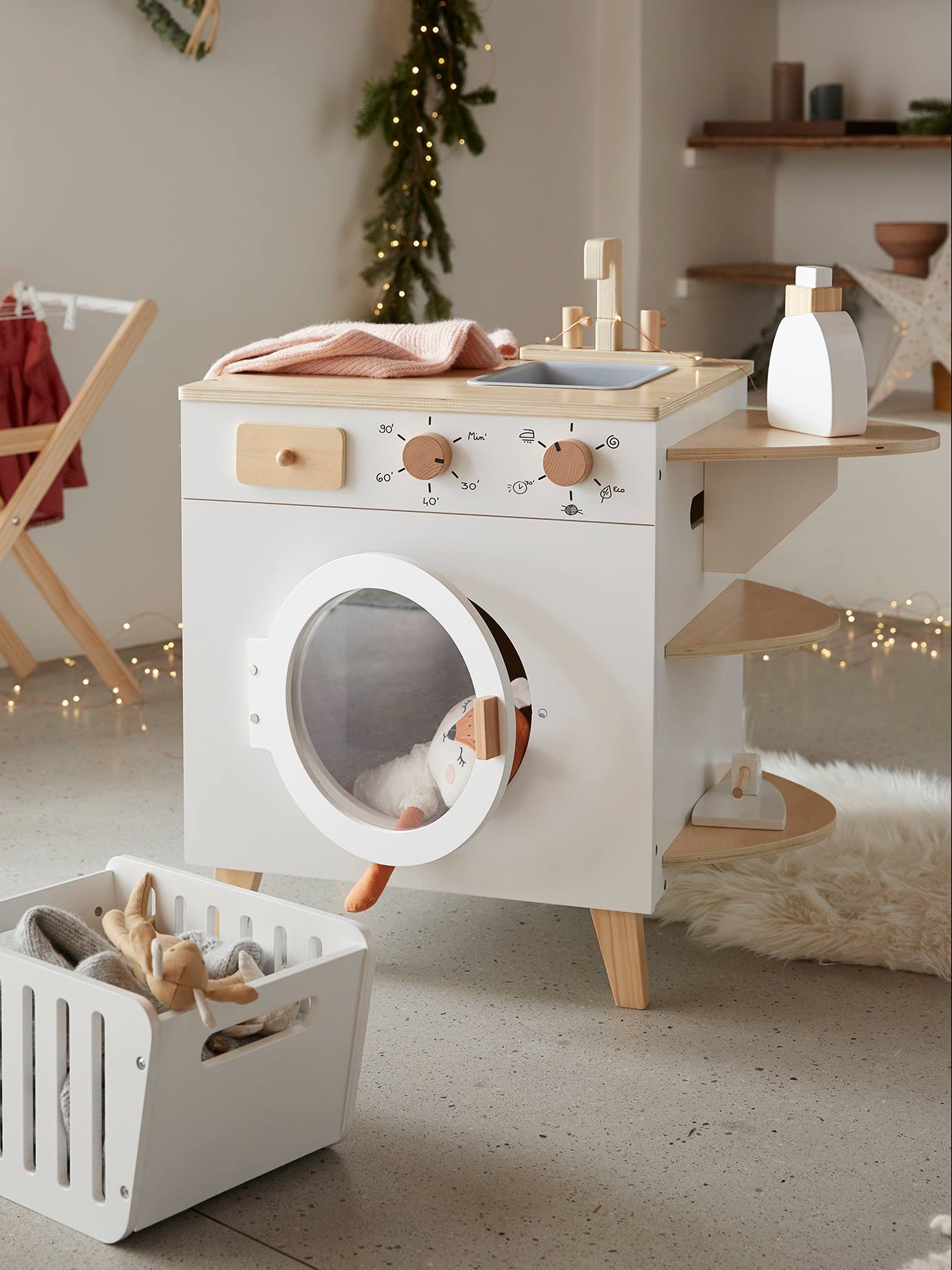Machine à laver et à repasser en bois FSC® blanc