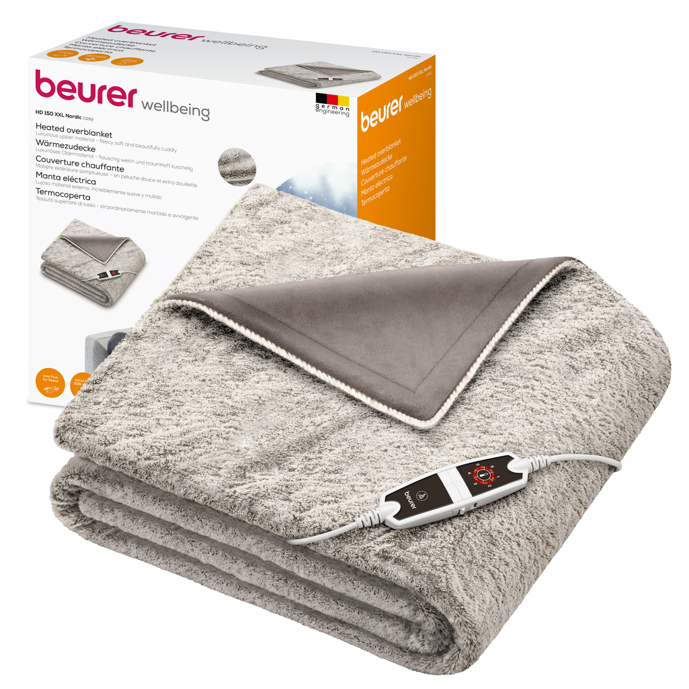 Beurer XXL Wärmezudecke HD 150 Nordic Taupe-Einkuscheln und genießen
