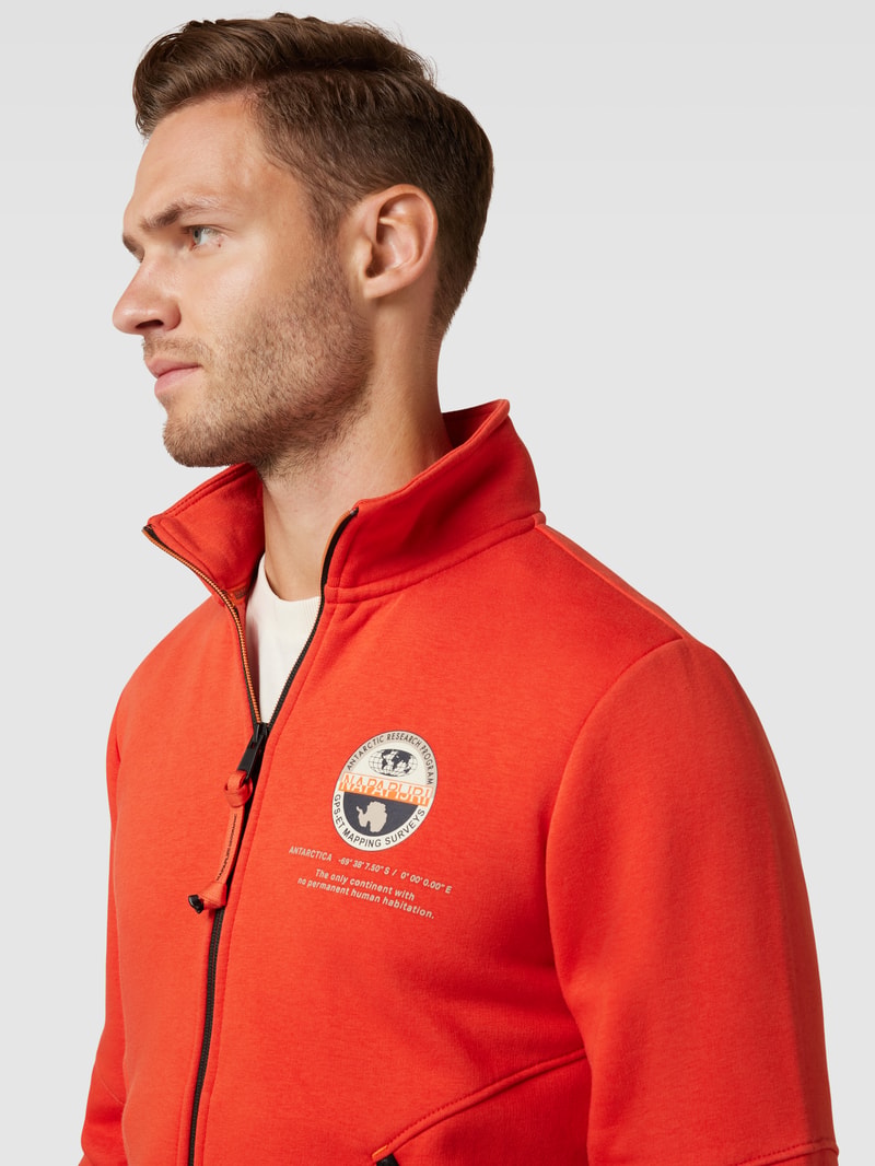 Sweatjacke mit Stehkragen in orange