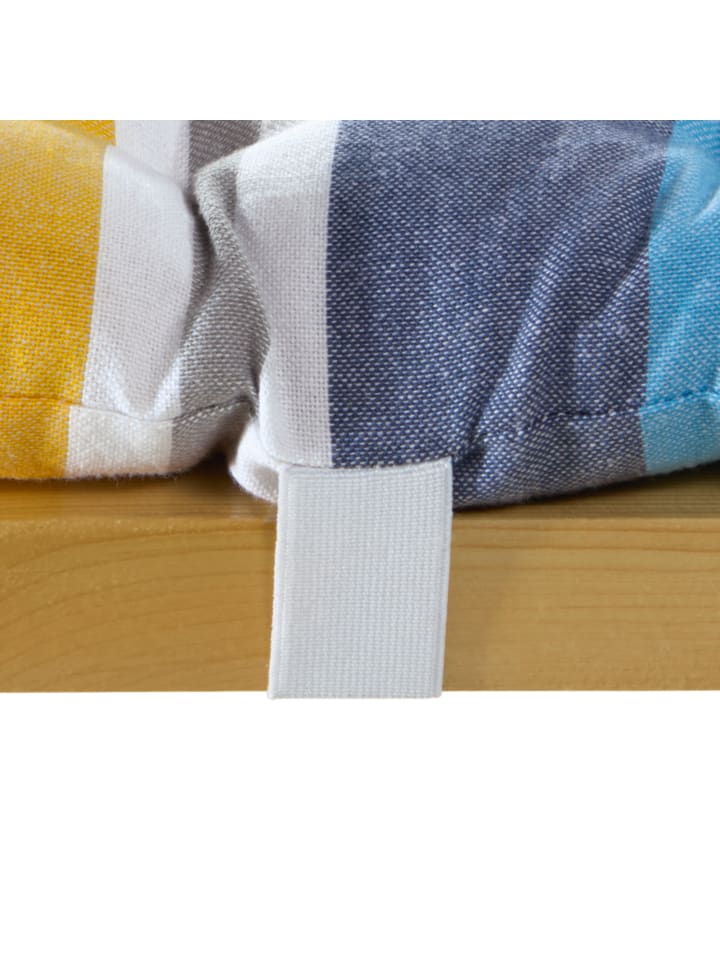 REDBEST buntgewebt, Baumwolle Bierbank-Auflage 2er-Pack in blau-gelb günstig kaufen 220 cm