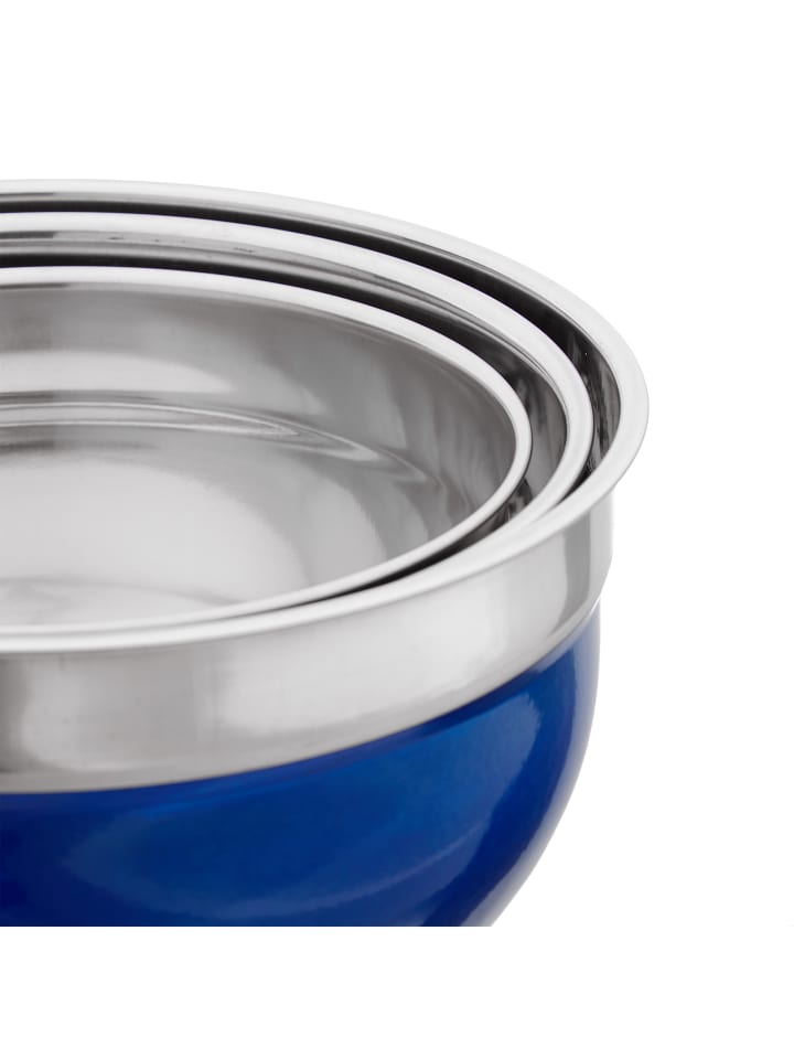 relaxdays 3 tlg. Schüssel Set Edelstahl in Blau günstig kaufen onesize