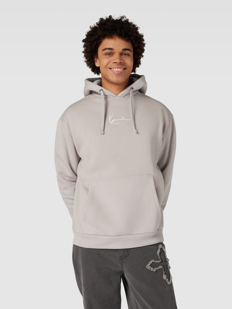 Hoodie mit Label-Detail in mittelgrau