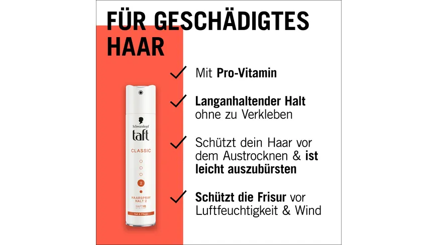 TAFT Haarspray Classic Halt & Pflege 250 ml Haltegrad 2 - leichter Halt 250 ml