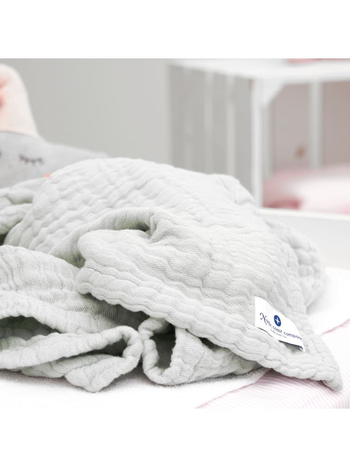nordic coast company  Babydecke 4 in 1 groß in Grau - 90 x 120 cm  günstig kaufen onesize