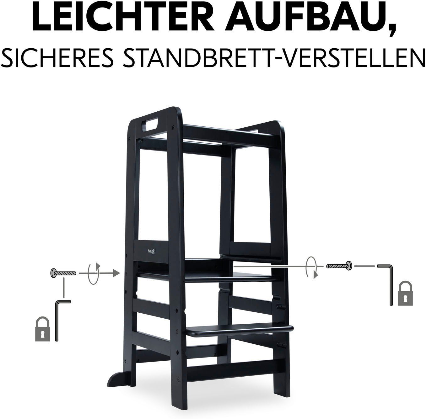 Hauck Stehhilfe Lernturm Learn N Explore, Black, FSC® - schützt Wald - weltweit