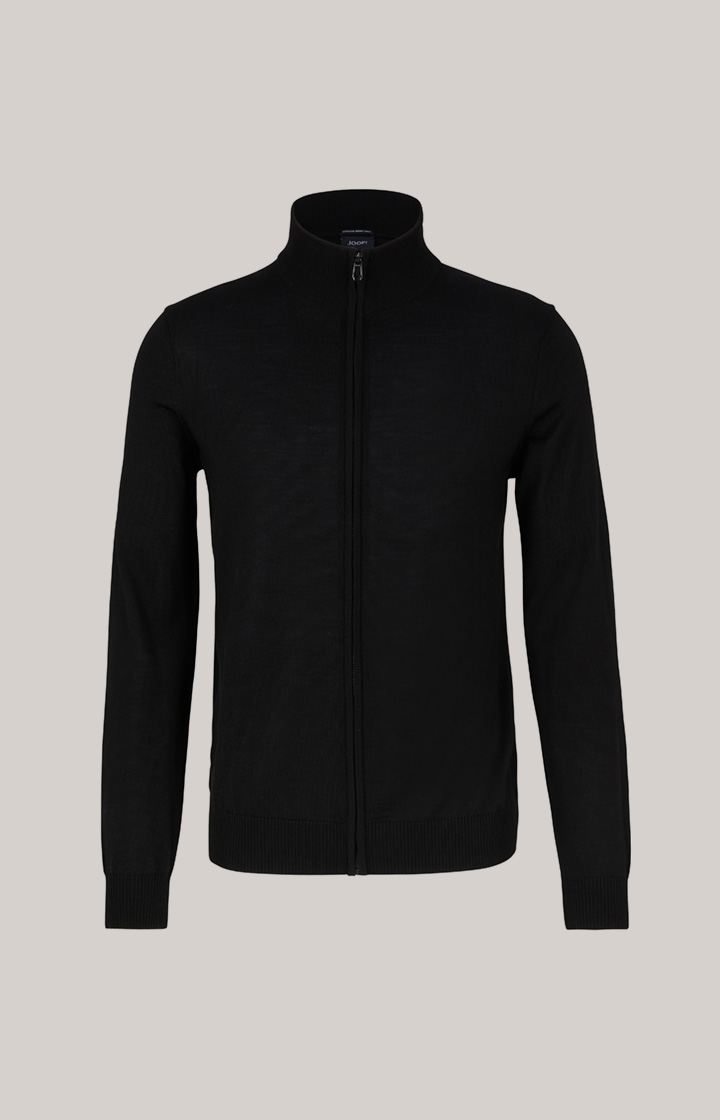 Merinwoll-Strickjacke Davis in Schwarz