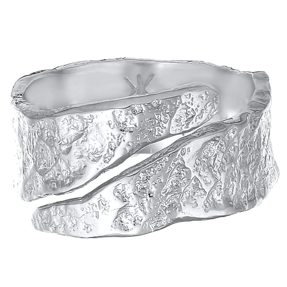 KUZZOI KUZZOI Bague Bague pour homme Structure usagée d'aspect oxydé en argent sterling  Bague