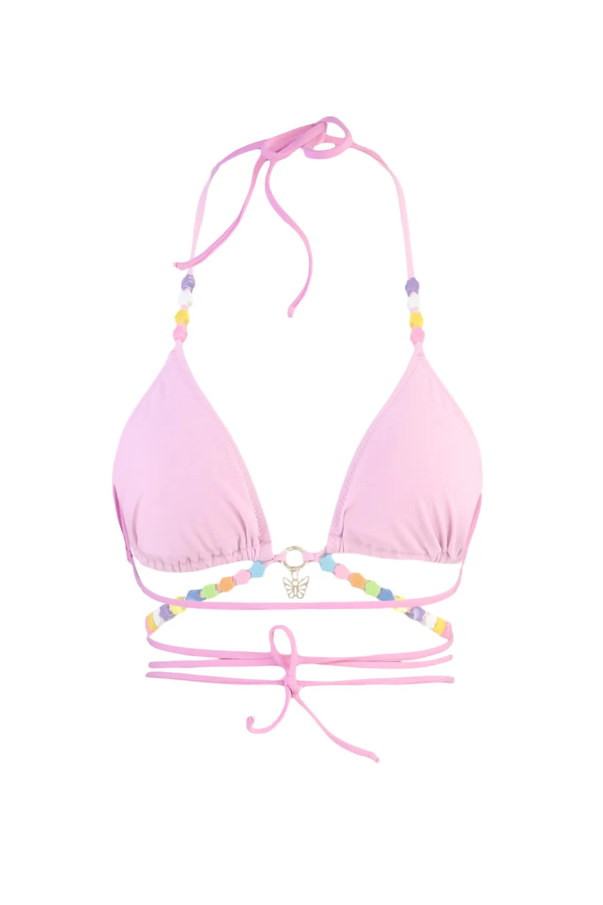 Trendyol Collection  Rosa Dreieck-Bikinioberteil mit Perlen-Accessoire TBESS23BU00235