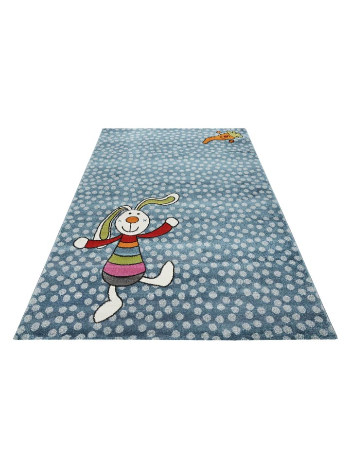 Sigikid Kinderteppich Rainbow Rabbit in blau weiß günstig kaufen 80 x 150 cm