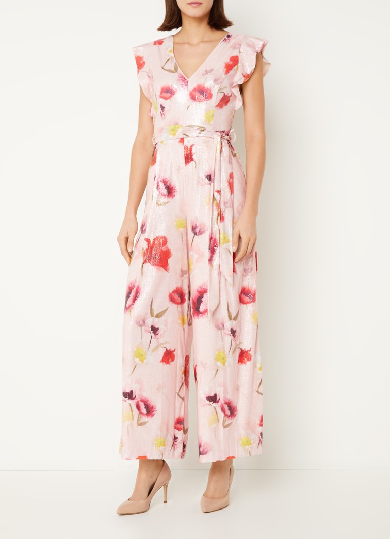 Phase Eight Rhiannon loose-fit jumpsuit with floral print and sequins