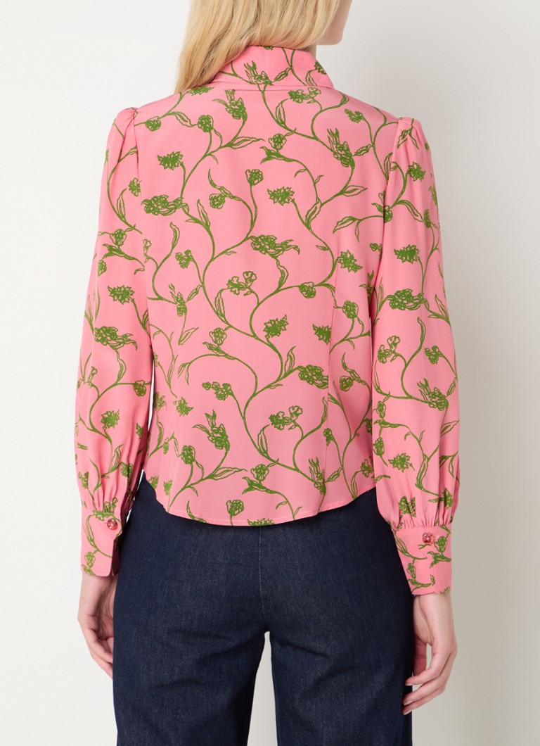 L.K.Bennett  Sonya blouse van zijde met bloemenprint en pofmouw