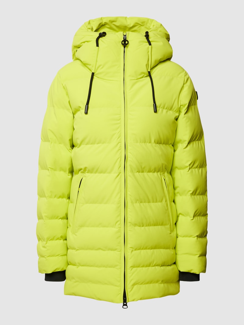 Steppjacke mit Label-Applikation Modell 'CORDOBA' in neon gelb