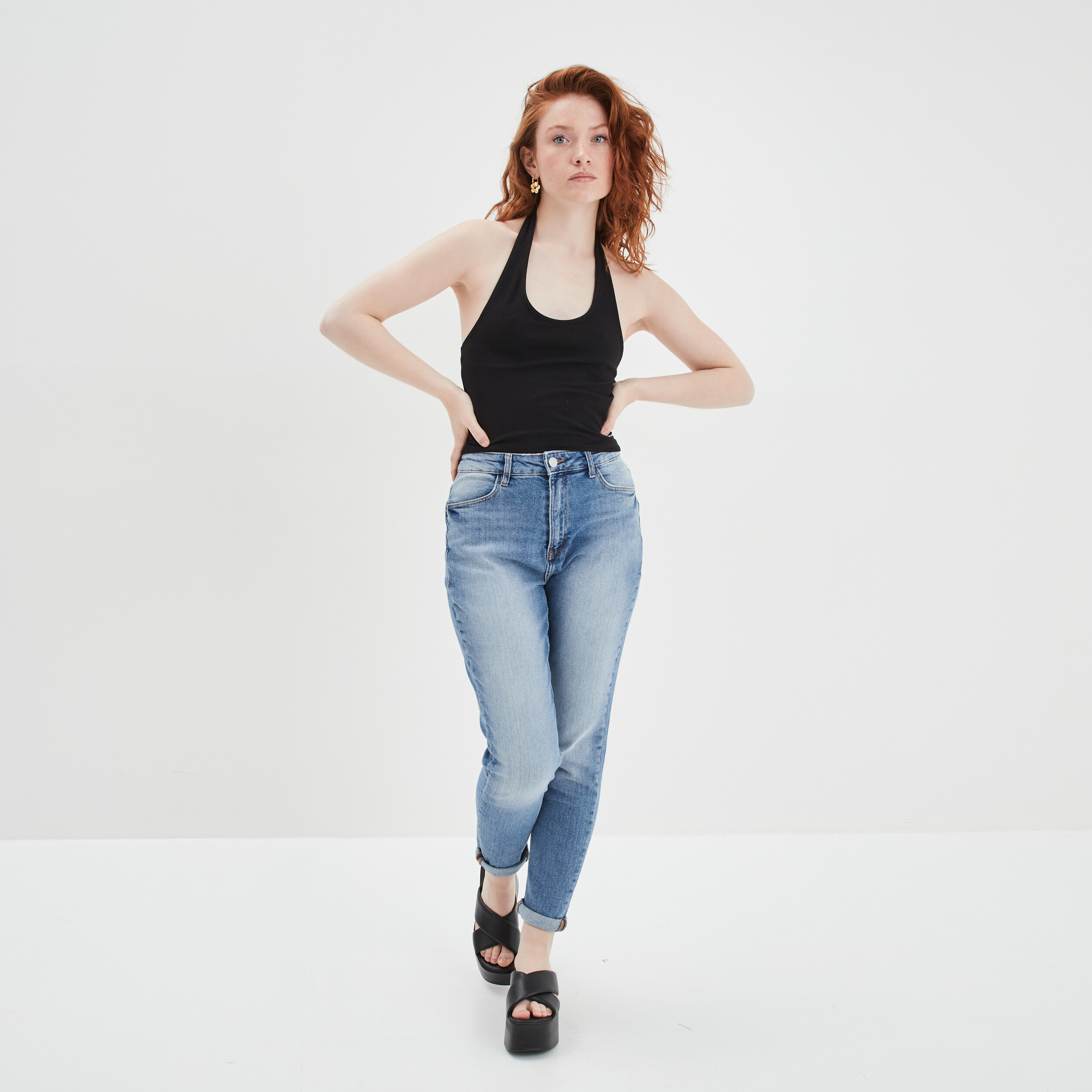Débardeur cropped dos nu Creeks noir femme | La Halle