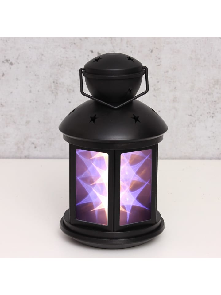MARELIDA LED Laterne weiße Sternenmuster bewegt oder Dauerleuchten H: 22cm in schwarz günstig kaufen onesize