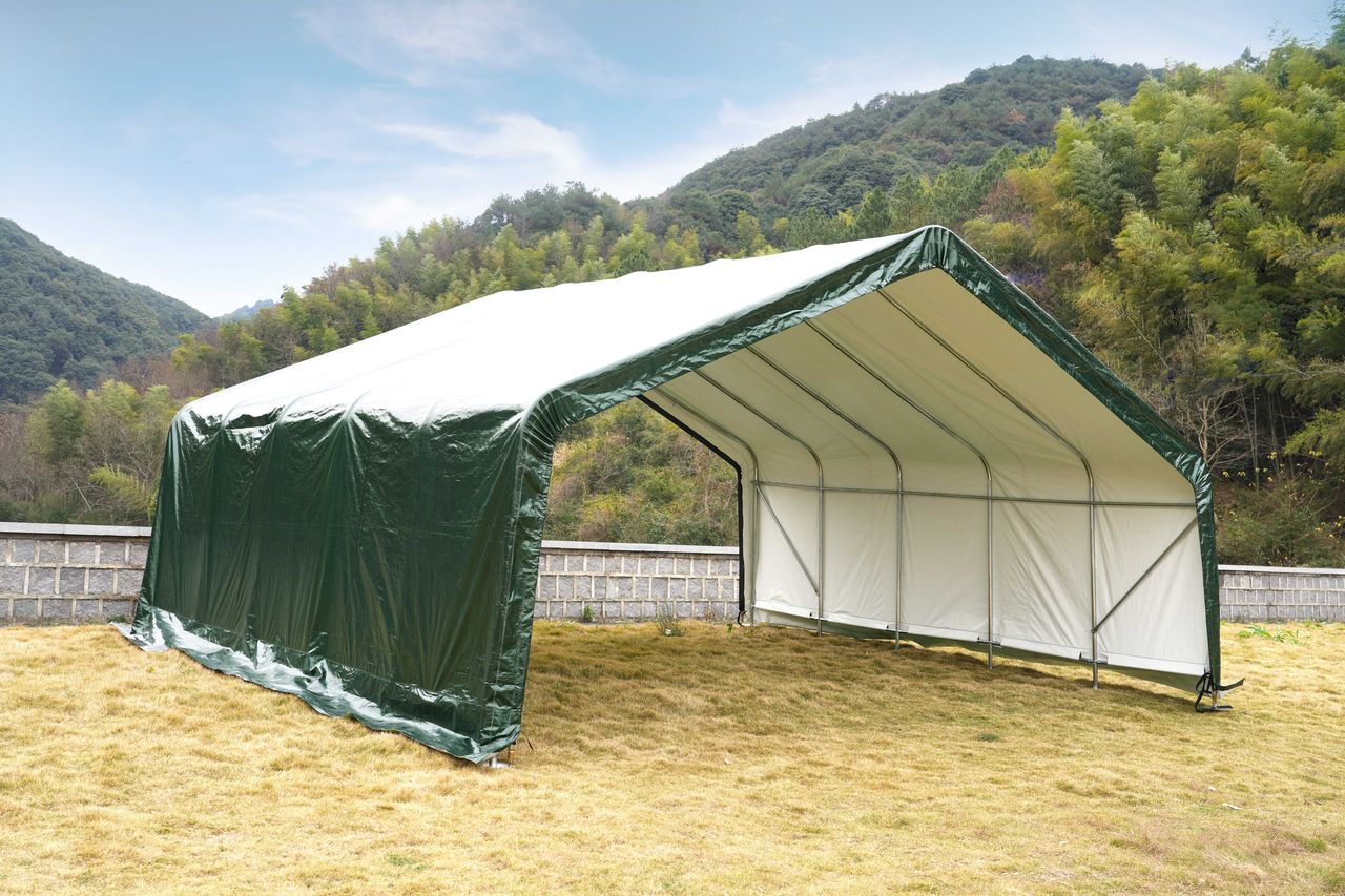 Green Yard Weidezelt-Überdachung, ca. 670 x 730 x 370 cm - Grün