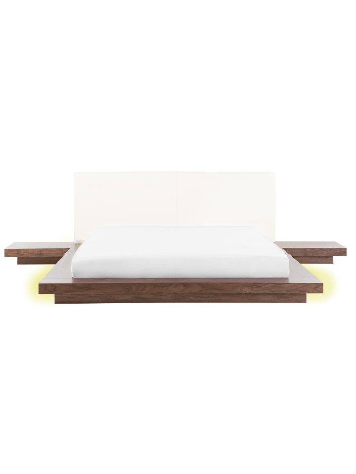 Beliani Doppelbett mit LED ZEN in Heller Holzfarbton/Weiß günstig kaufen onesize