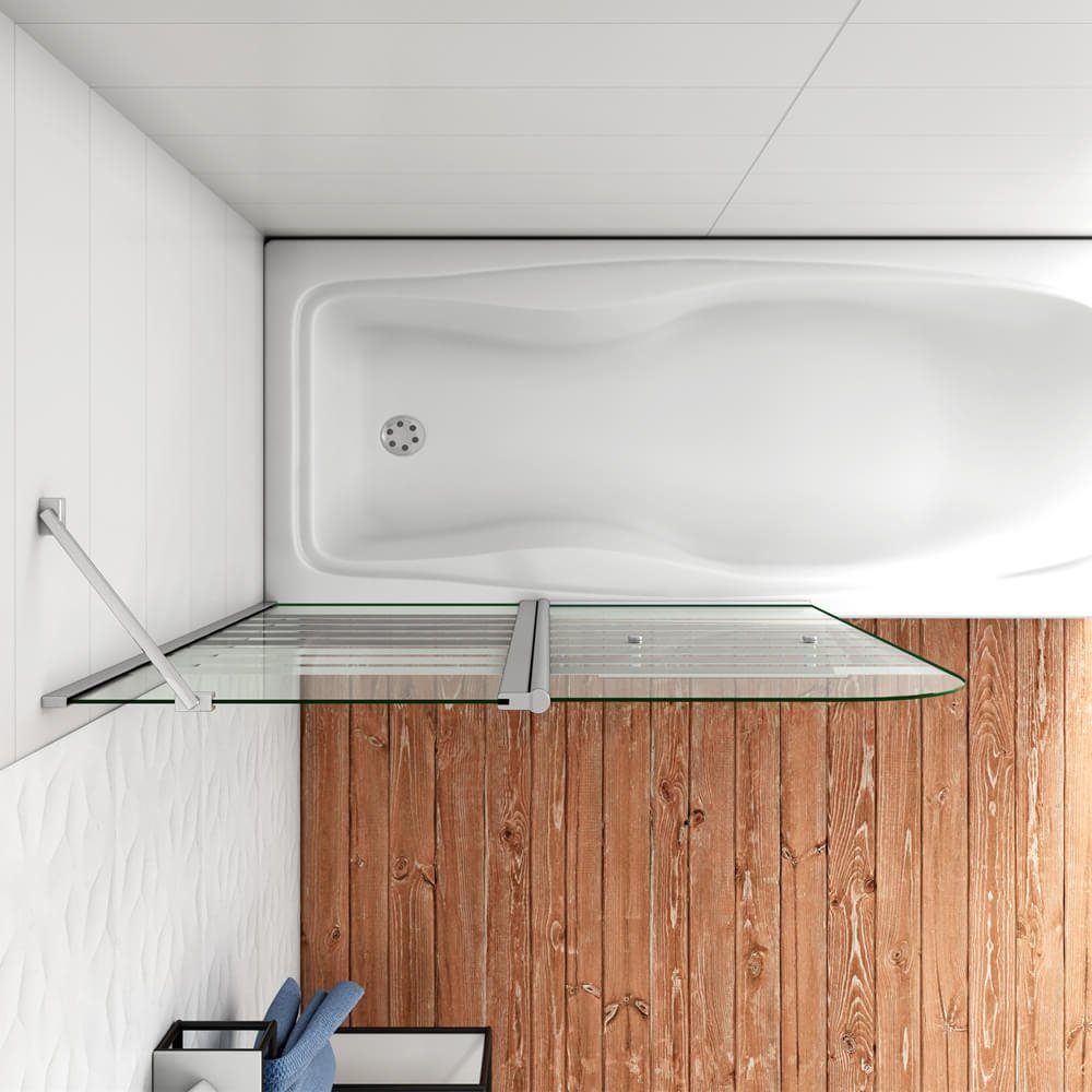 duschspa Badewannenaufsatz Drehwand Badewannenaufsatz Duschabtrennung Trennwand mit Querstreifen, Einscheibensicherheitsglas, (Set), Breite 120cm, Höhe 140cm