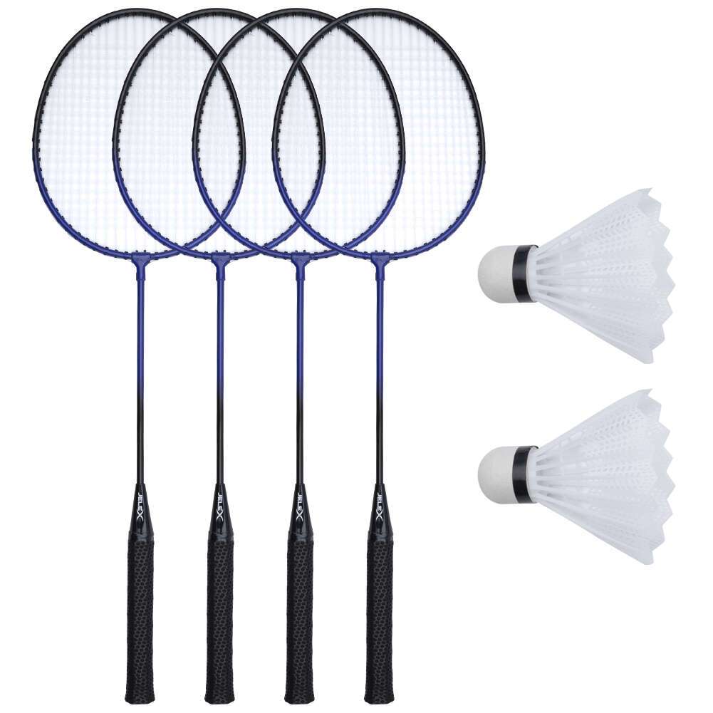 JELEX Big Utd. Badminton Schläger mit Ball und Netz 4er-Set