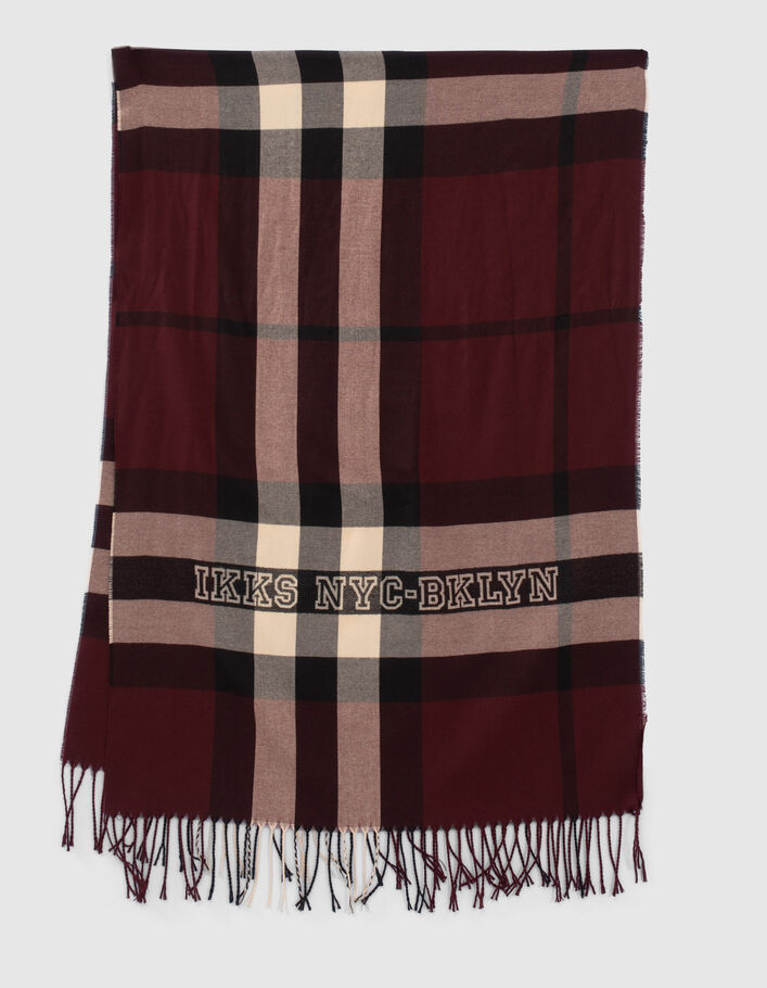 Echarpe burgundy à motif carreaux Homme