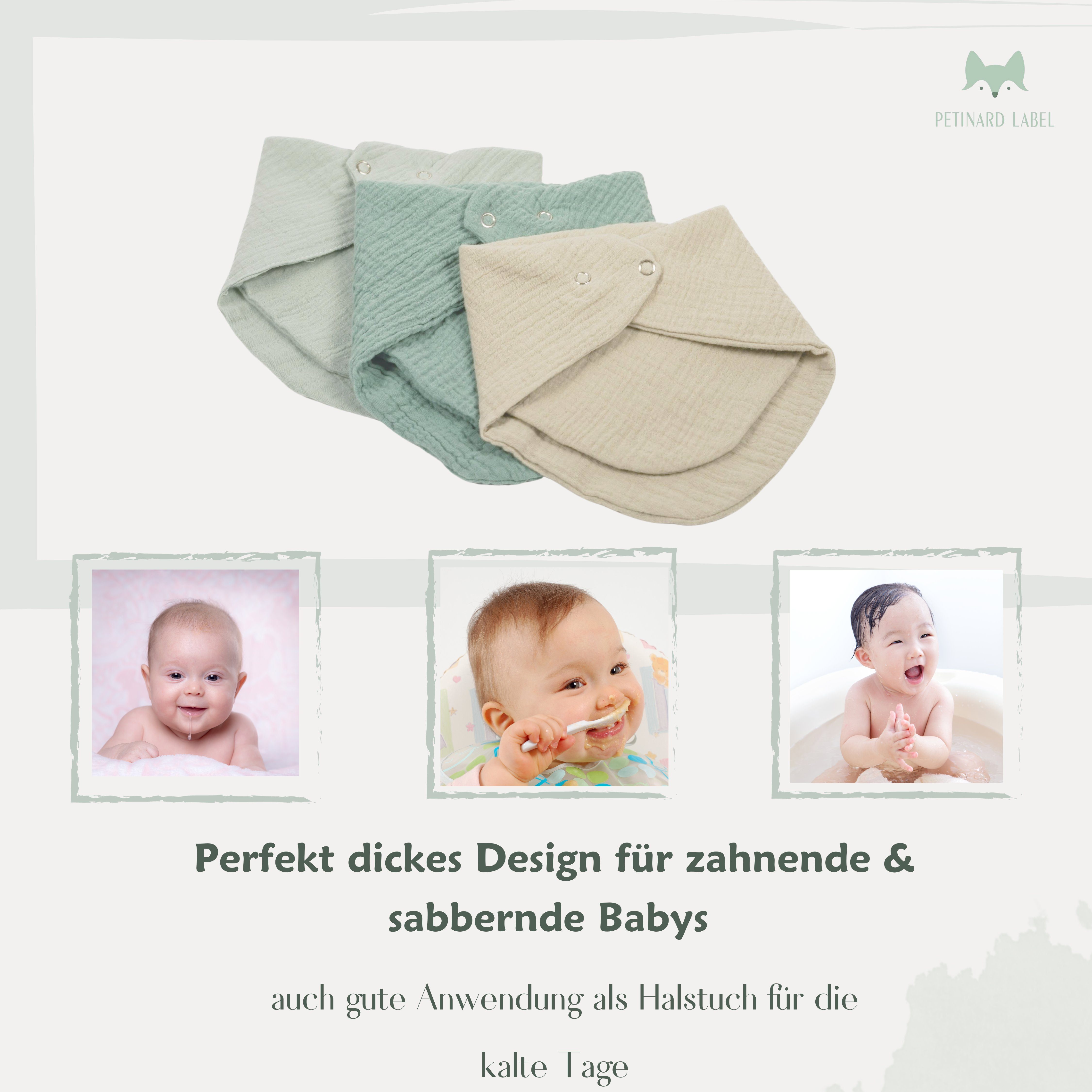 Petinard Label Lätzchen Winter-Herbst geeignet dicker Musselin Lätzchen Dreieckstuch Halstuch, (5er Set), Lätzchen für Babys & Kinder (0-3J)