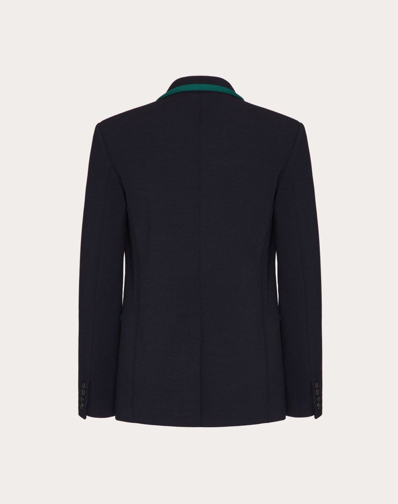 Veste en laine stretch à simple boutonnage avec écusson signature Vlogo