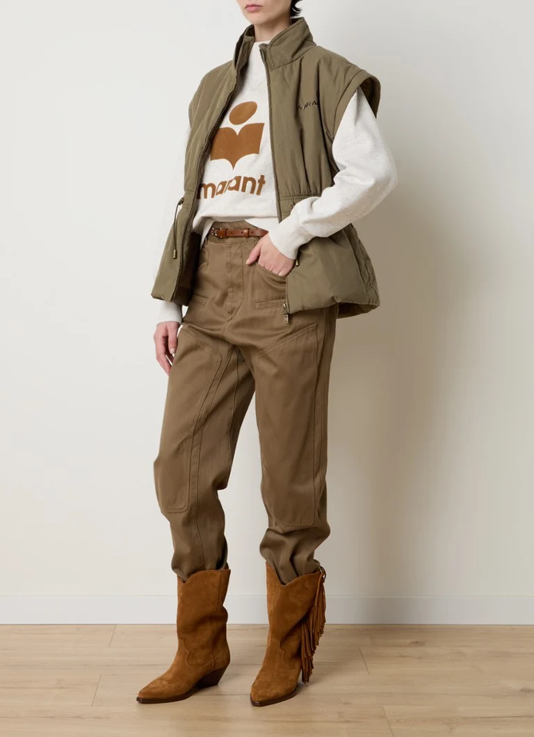 Isabel Marant Dastyni quilted jacket with detachable sleeves and logo
