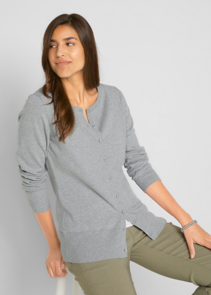 Basic Feinstrickjacke mit recycelter Baumwolle