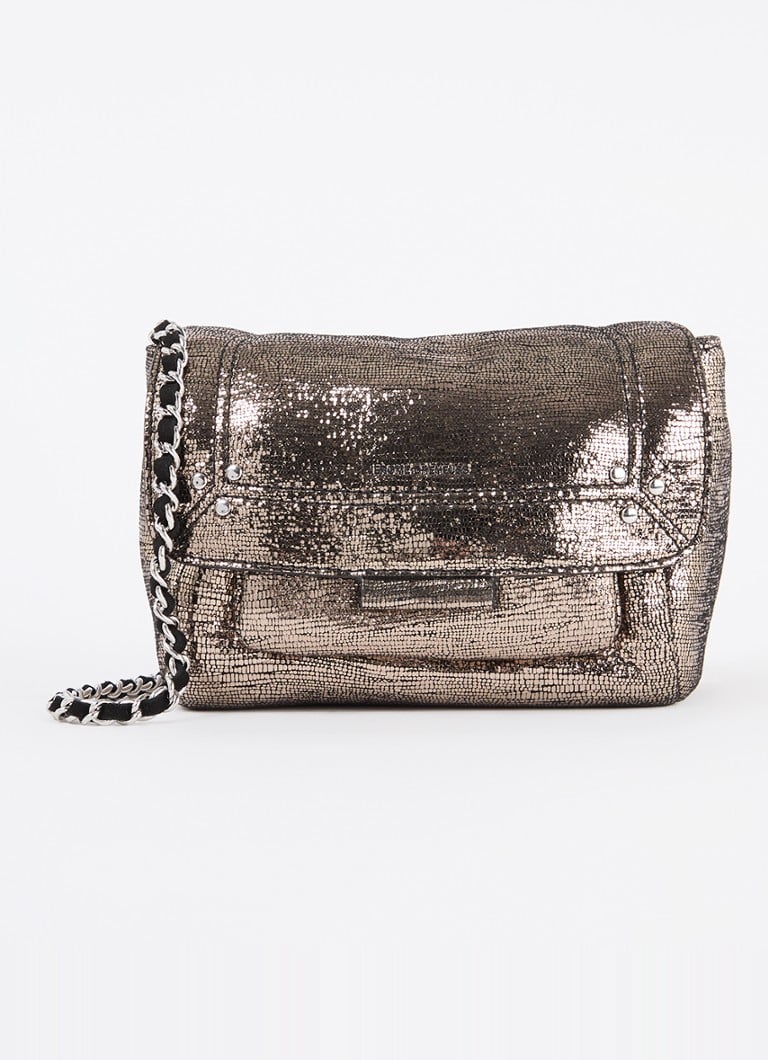 Sac bandoulière Jérôme Dreyfuss Lulu S en cuir de chèvre avec finition métallisée