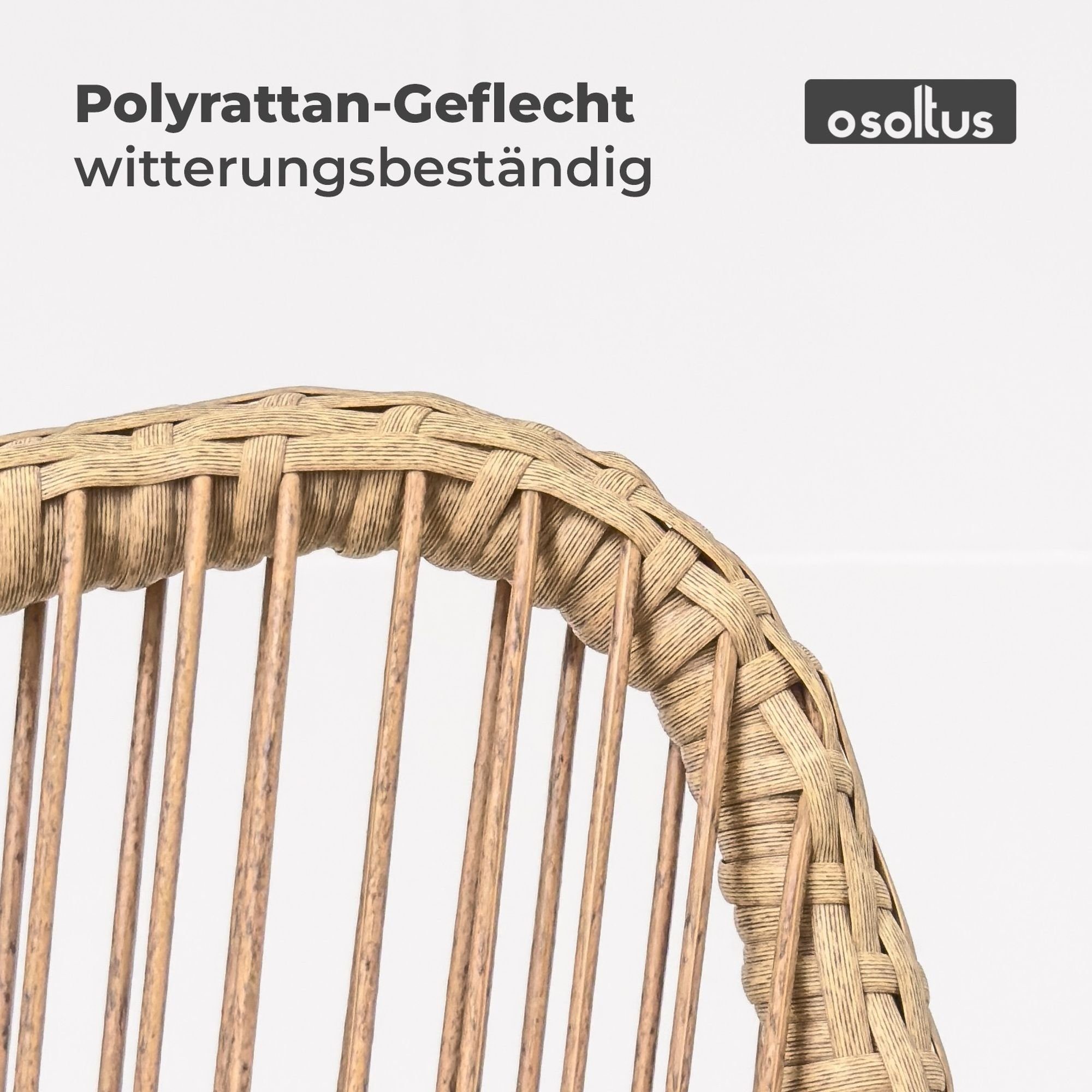 osoltus Gartenlounge-Set osoltus Lounge Set 2 Sessel mit Tisch und Kissen im Rattan Look