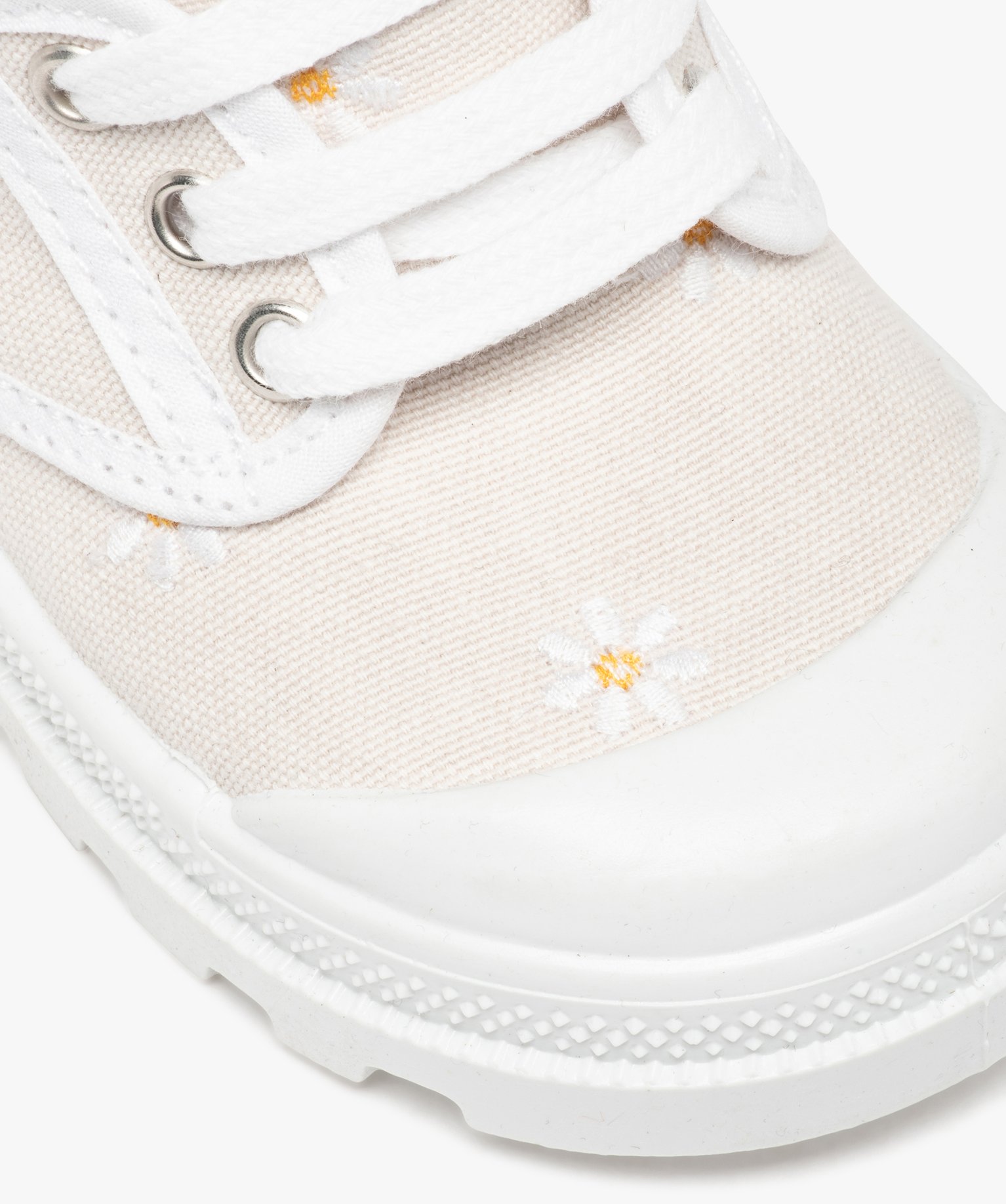 Baskets fille à semelle crantée dessus toile blanc | GEMO