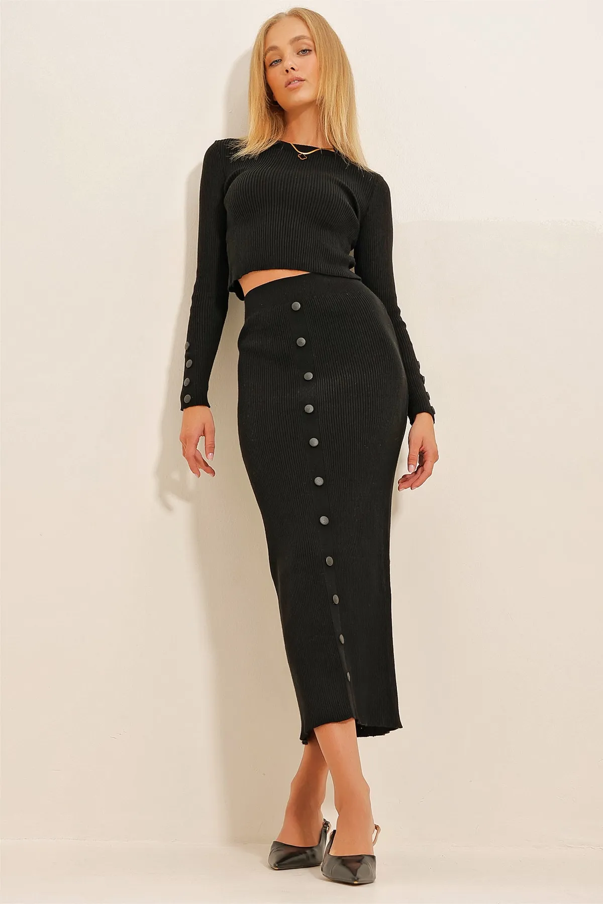 Trend Alaçatı Stili  Zweiteiler - Schwarz - Regular Fit