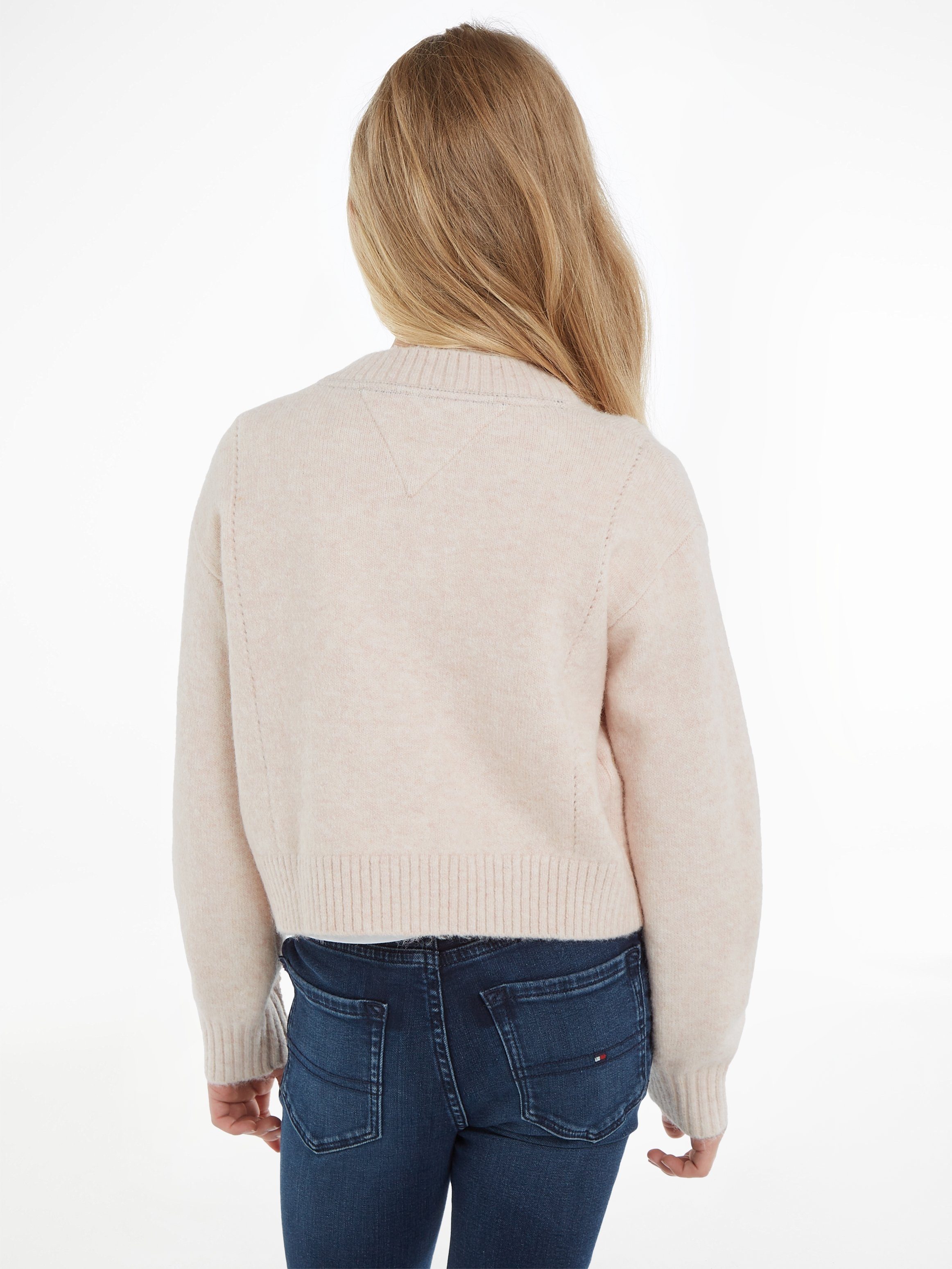 Tommy Hilfiger Strickjacke TOMMY POINTELLE CARDIGAN mit Tommy Hilfiger Logo-Flag