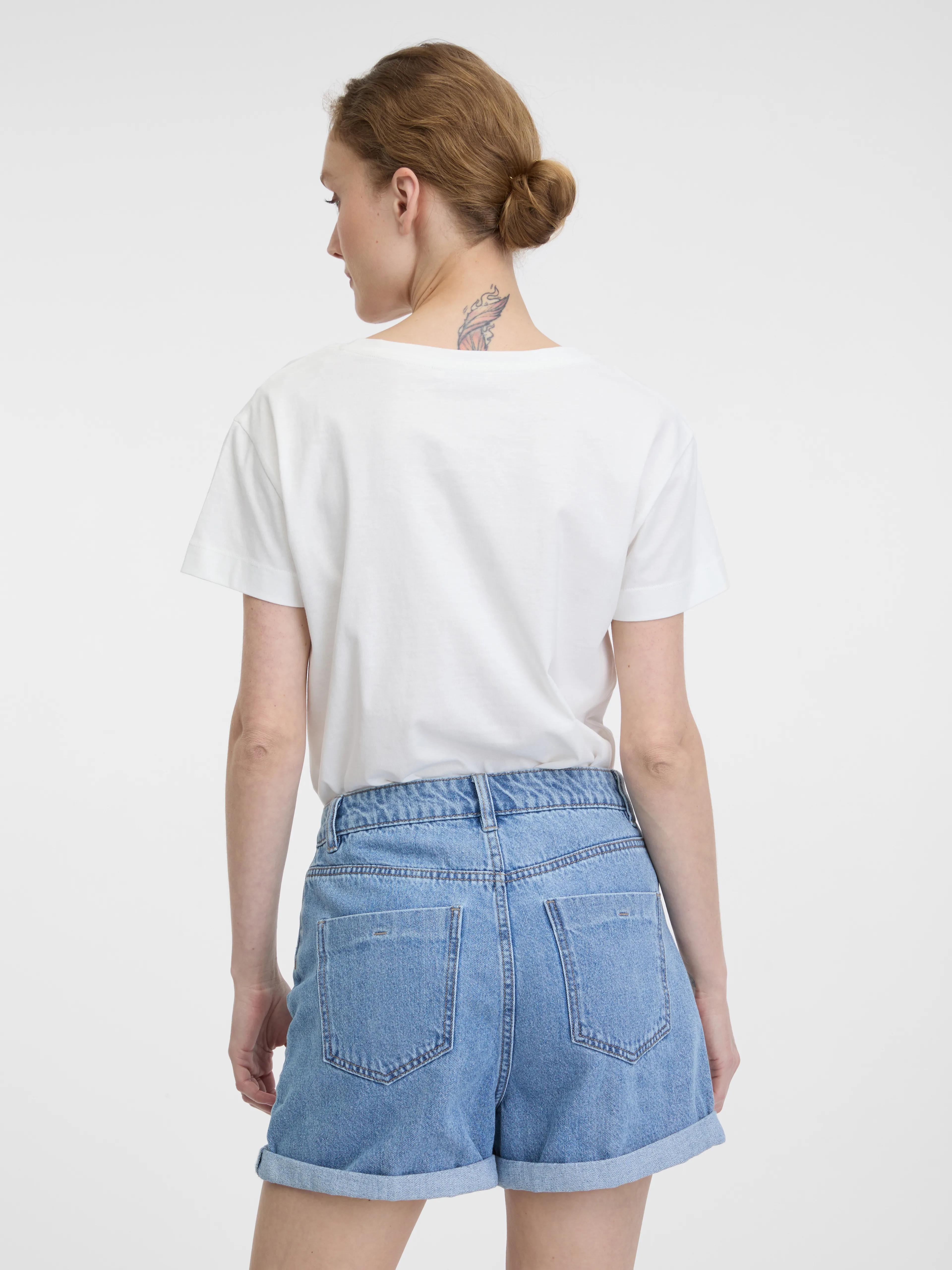 Weißes Damen-T-Shirt mit kurzen Ärmeln ORSAY