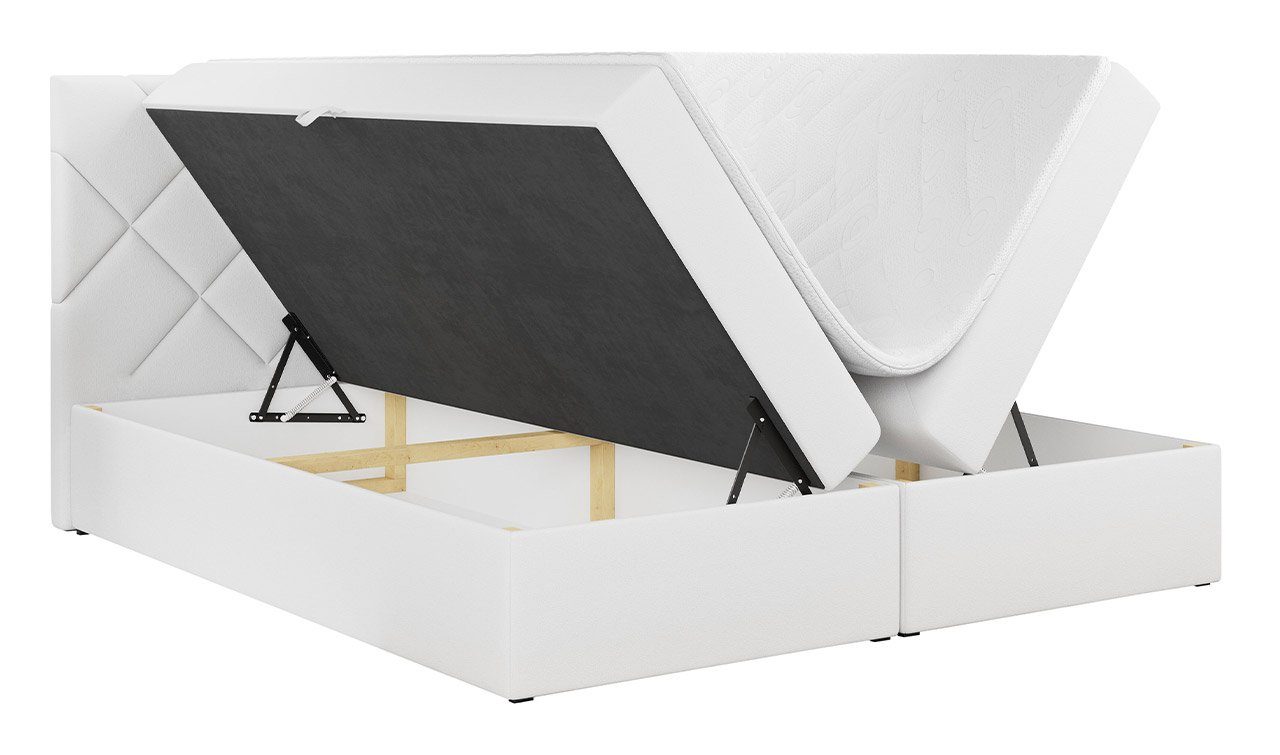 MKS MÖBEL Boxspringbett STELLE 3, Doppelbett mit Bettkasten für Schlafzimmer, mit Multipocket-Matratze