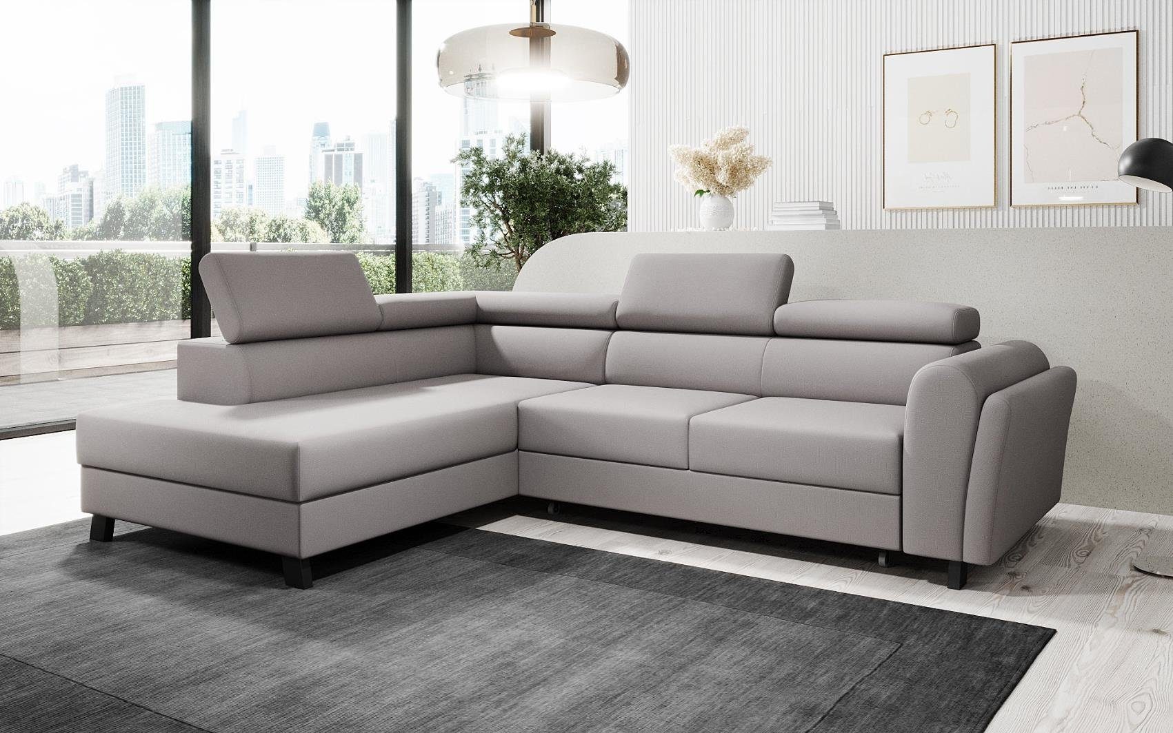 Luxusbetten24 Ecksofa Kira, mit Schlaffunktion & Stauraum