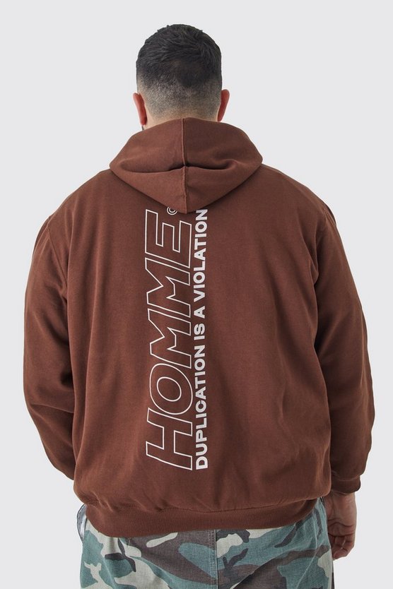 Plus Oversize Hoodie mit Homme-Print